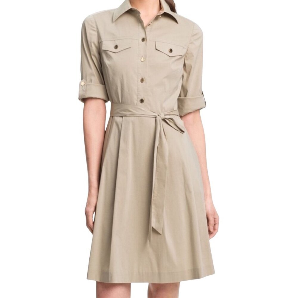 Tory Burch Blythe Khaki Cotton Belted Shirt Dress US 2 (Flaws)